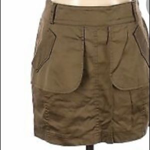 Green, Tan. Mini silhouette skirt